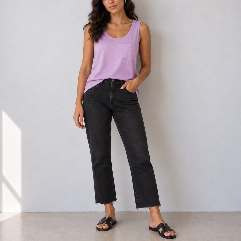 Splendid Lavender 100% Cotton Pocket Tank Top Sleeveless | Size M